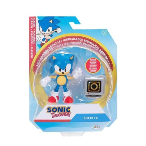 Boneco Articulado Sonic de 9cm e Caixa de Itens Anel Sunny 4224/4554
