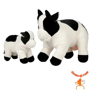 Pelúcia Bichos De Pano Vaca Malhada grávida com 1 filhote 66