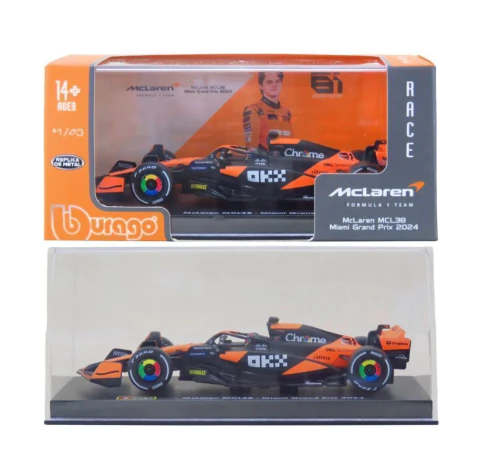 McLaren MCL38 Oscar Piastri #81 Miami GP Formula 1 2024 Acrílico 143 /Bburago 38215