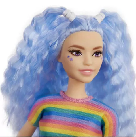 Boneca Barbie Fashionista 170 Cabelo Azul e saia preta Grb61