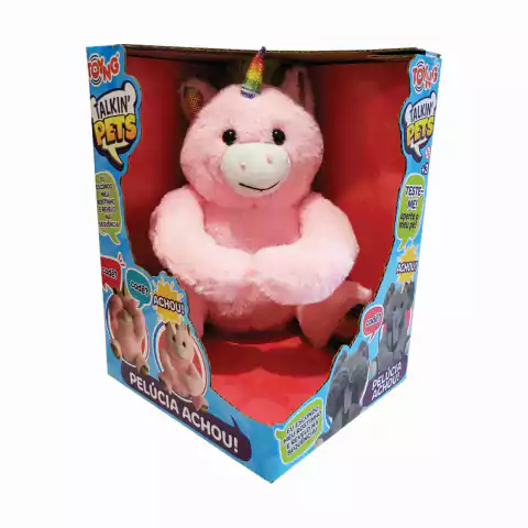 Pelúcia Achou Talkin' Pets Com Som E Movimento Unicórnio 48850 Toyng