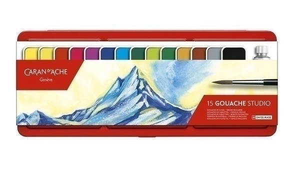Tinta Gouache Caran Dache Studio 15 Cores Pastilha 1000315 Tinta Gouache Caran Dache Studio 15 Cores Pastilha 1000315