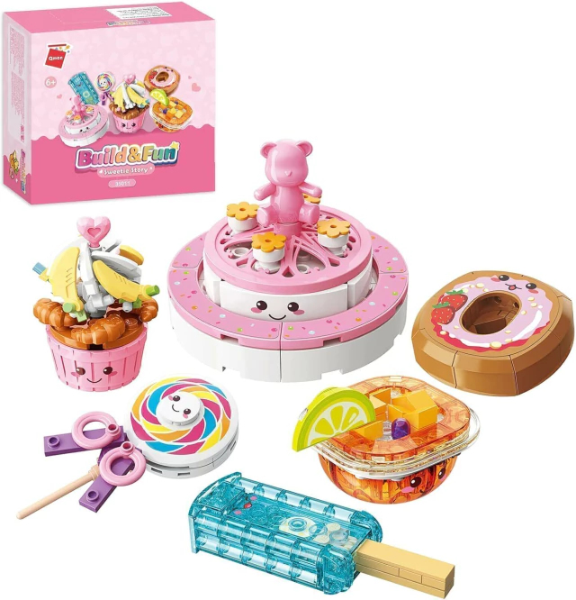 Blocos de Montar Kit Com 6 Build & Fun Sweetie Story Qman 35011 Blocos de Montar Kit Com 6 Build & Fun Sweetie Story Qman 35011