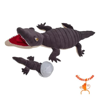 Pelúcia Bichos de Pano Jacaré do Pantanal grávida com 1 filhote 863