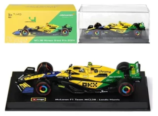 McLaren MCL38 #4 (2024) - L Norris (Acrílico) Edição Senna 1/43 Bburago 38215
