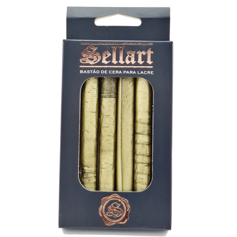 Bastão de Cera Pistola Para Lacre Flexível Ouro Clássico c/ 6 Sellart