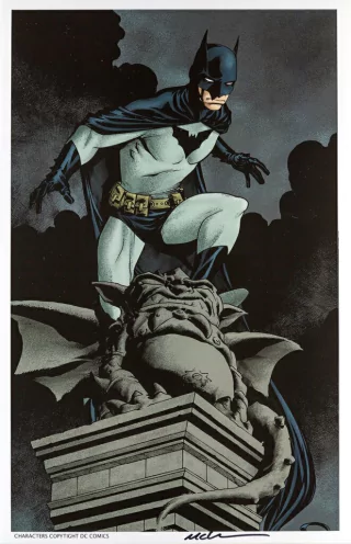 Print Batman na Gárgula - autografado por Mike McKone - 43,5cm x 28 cm