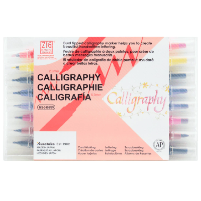 Caneta Caligráfica Zig Kuretake 08 Cores MS34008V Caneta Caligráfica Zig Kuretake 08 Cores MS34008V