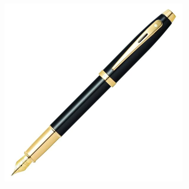 Caneta Tinteiro Sheaffer 100 Preto Com Clip Dourado Pena Média E0932253 Caneta Tinteiro Sheaffer 100 Preto Com Clip Dourado Pena Média E0932253