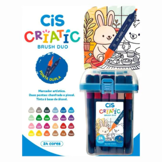 Marcador Criatic Brush Duo Estojo Com 24 Cores CIS 5.8486