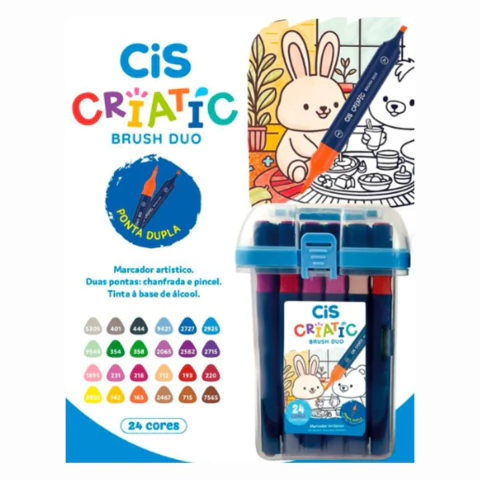 Marcador Criatic Brush Duo Estojo Com 24 Cores CIS 5.8486