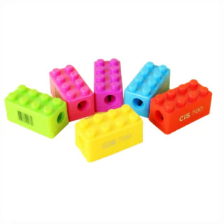 Kit Com 3 Apontador Escolar Com Depósito Formato Lego Sortido Cis 0789