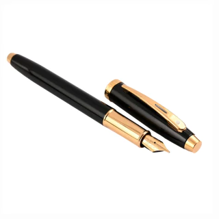 Caneta Tinteiro Sheaffer 100 Preto Com Clip Dourado Pena Média E0932253