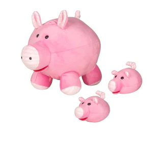 Pelúcia Bichos De Pano Porca Rosa Grávida Com 2 Filhotes 5199