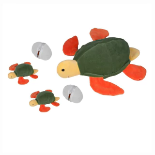 Pelúcia Bichos De Pano Tartaruga Marinha Casco Verde Grávida Com 2 Filhotes 65