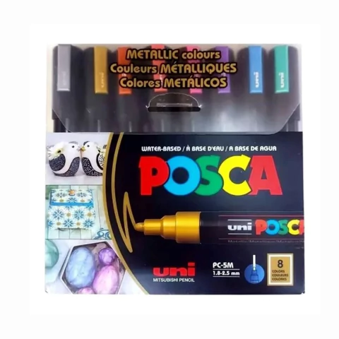 Caneta Posca Estojo PC-5M 8 Cores Pasteis Uni 1.8-2.5mm 2086