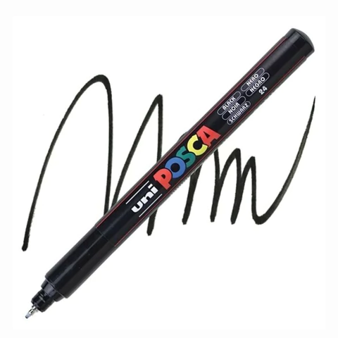 Caneta Posca Pc-1mr Uni Preta 0.7mm #24 9866