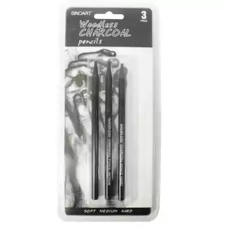 Lápis Carvão Sinoart Integral Com 3 Woodless Charcoal SFA102 S3