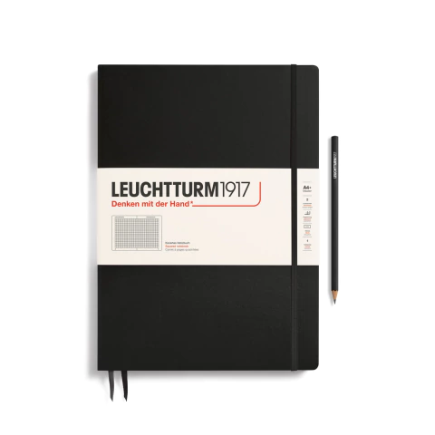 Caderno Leuchtturm1917, Master Slim (A4+) - 123 Páginas, Capa dura, Quadriculado, Preto 310174