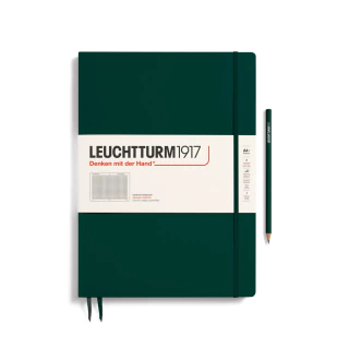 Caderno Leuchtturm1917, Master Slim (A4+) - 123 Páginas, Capa dura, Quadriculado, Verde Floresta 370274 - comprar online