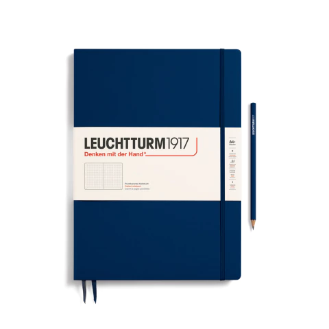Caderno Leuchtturm1917, Master Slim (A4+) - 123 Páginas, Capa dura, Pontilhado, Marinho 342929