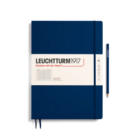 Caderno Leuchtturm1917, Master Slim (A4+) - 123 Páginas, Capa dura, Pautado, Marinho 342926