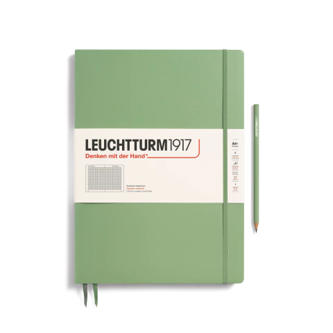 Caderno Leuchtturm1917, Master Slim (A4+) - 123 Páginas, Capa dura, Quadriculado, Sálvia 363919