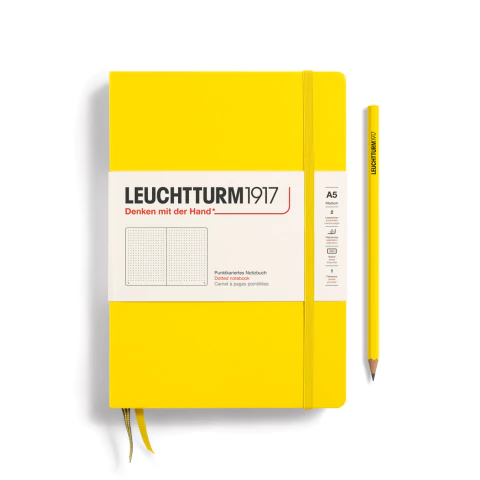 Caderno Leuchtturm1917, Medium (A5) - 251 Páginas, Capa dura, Pontilhado, Amarelo Limão 344800