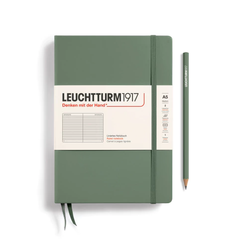 Caderno Leuchtturm1917, Medium (A5) - 251 Páginas, Capa Dura, Pautado, Oliva 365490