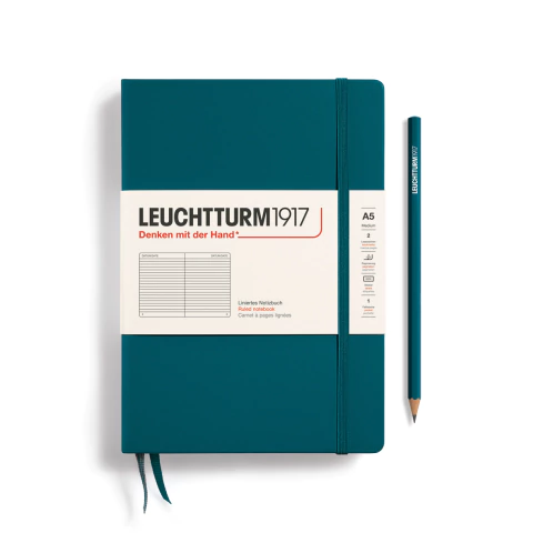 Caderno Leuchtturm1917, Medium (A5) - 251 Páginas, Capa Dura, Pautado, Verde Pacífico 359692