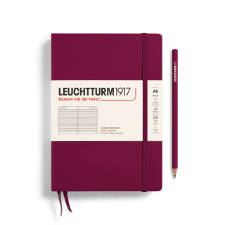 Caderno Leuchtturm1917, Medium (A5) - 251 Páginas, Capa dura, Pautado, Vermelho Porto 359691 - comprar online