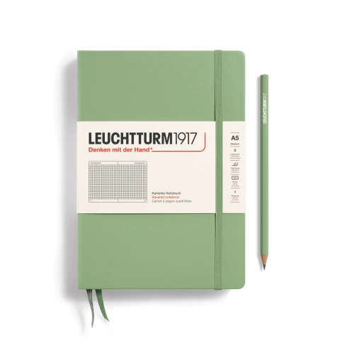 Caderno Leuchtturm1917, Medium (A5) - 251 Páginas, Capa Dura, Quadriculado, Sálvia 361583