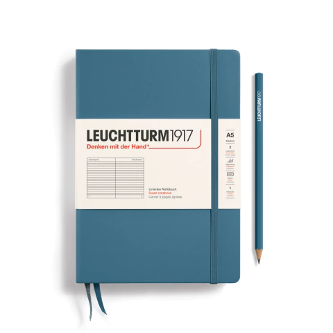 Caderno Leuchtturm1917, Medium (A5) - 251 Páginas, Capa Dura, Pautado, Azul Pedra 363335