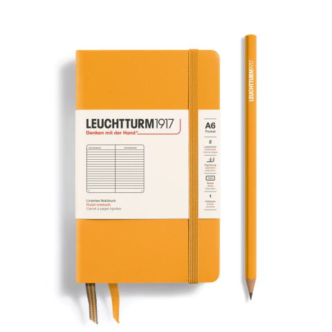 Caderno Leuchtturm1917, Pocket (A6) - 187 Páginas, Capa Dura, Pautado, Sol Nascente 365627