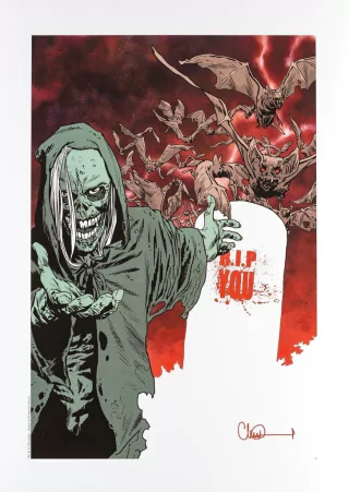 Print R.I.P You - Creepshow - autógrafo impresso de Charlie Adlard - 42 cm x 30 cm