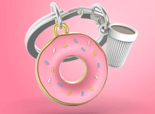 Chaveiro Keyring Metalmorphose Donut Com Xícara De Café Mtm324-01