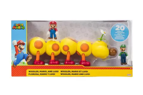 Conjunto com 3 Bonecos Wiggler, Mario e Luigi Super Mario Sunny 4213