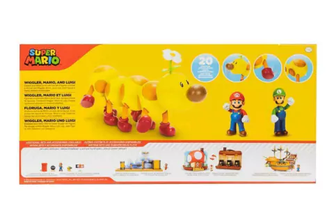 Conjunto com 3 Bonecos Wiggler, Mario e Luigi Super Mario Sunny 4213