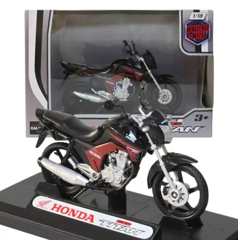 Miniatura Moto Honda CG Titan 150 2014 1/18 Preta California Cycle 71802