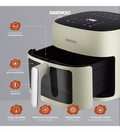 Freidora De Aire Digital 6 Lts 1500w Daewoo Daf-1885 blanca - Electro5