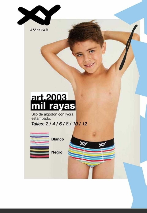 SLIP NIÑO ALG&LYC ESTAMPADO MIL RAYAS - XY - ART. 2003