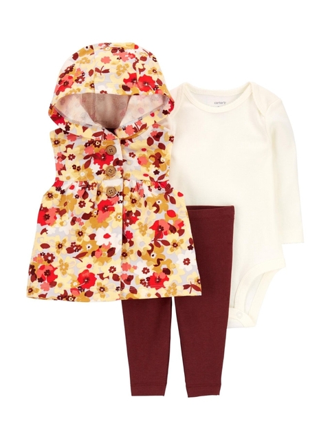 Conjunto Colete Carter's Floral 3 peças