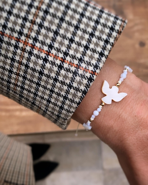 Pulseira PRAY Macramê Espírito Santo Madrepérola- Banhada à Ouro / Banhada à Prata ✿