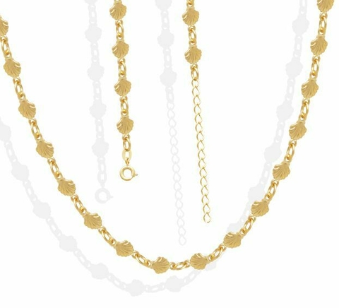Choker 25 Mini Conchas Maciças de 6mm - Banhada à Ouro / Prata 925 ≋⎈