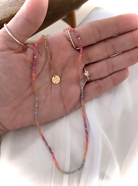 Choker Mix Pedras Naturais Coloridas ANNE - Banhada à Ouro / Banhada à Prata ≋⎈