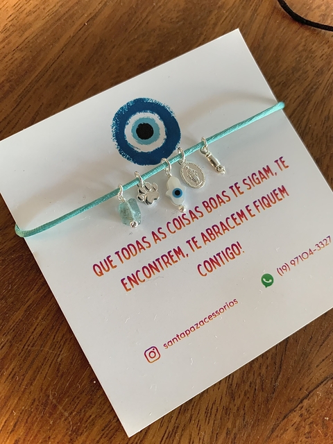 Pulseira Personalizada MINE Fio de Cetim - Banhada à Prata ≋⎈