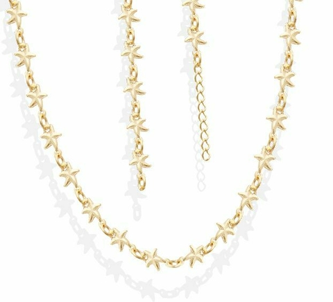 Choker 25 Mini Estrelas do Mar Maciças de 8mm - Banhada à Ouro / Prata 925 ≋⎈