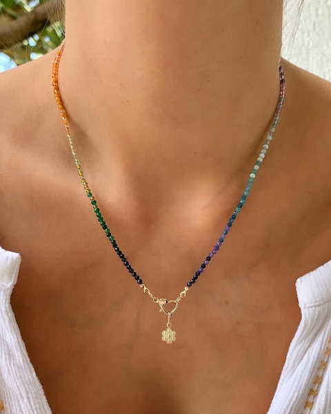 Gargantilha FLORESCER Cristais e Pedras Naturais Coloridas - Banhada à Prata / Banhada à Ouro ✿