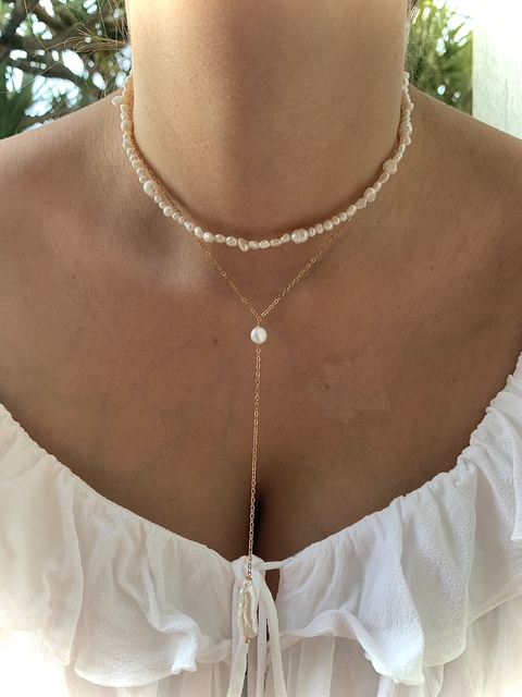 Choker Mix Pérolas Água Doce Irregulares - Banhada à Ouro / Banhada à Prata ⚓︎ - comprar online