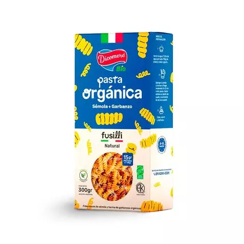 FUSILLI ORGÁNICO DE SÉMOLA Y GARBANZO 300G - DICOMERE - comprar online
